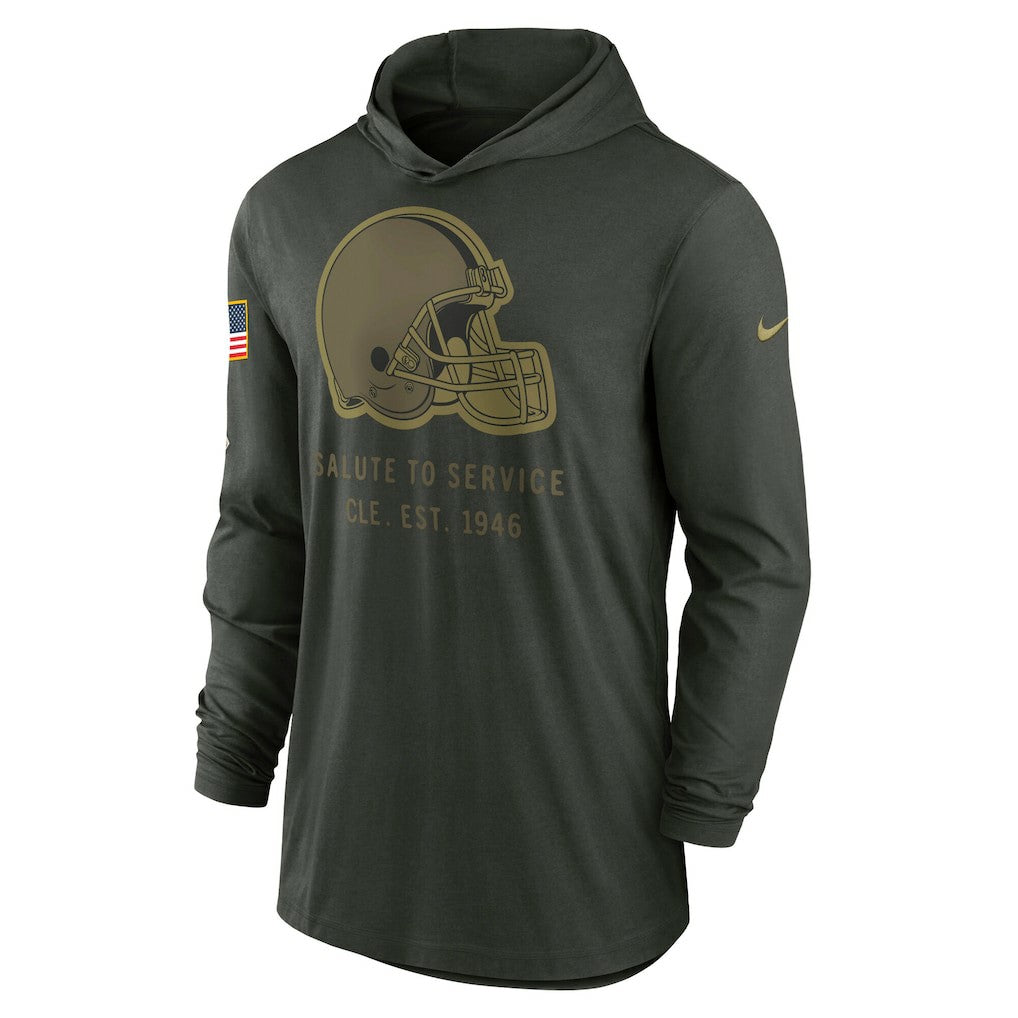Cleveland Browns 2025 Salute to Service Sideline Dri-FIT Lightweight Hooded Pullover - Forest Green outlet