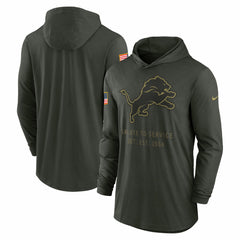 Detroit Lions 2025 Salute to Service Sideline Dri-FIT Lightweight Hooded Pullover - Forest Green for sale