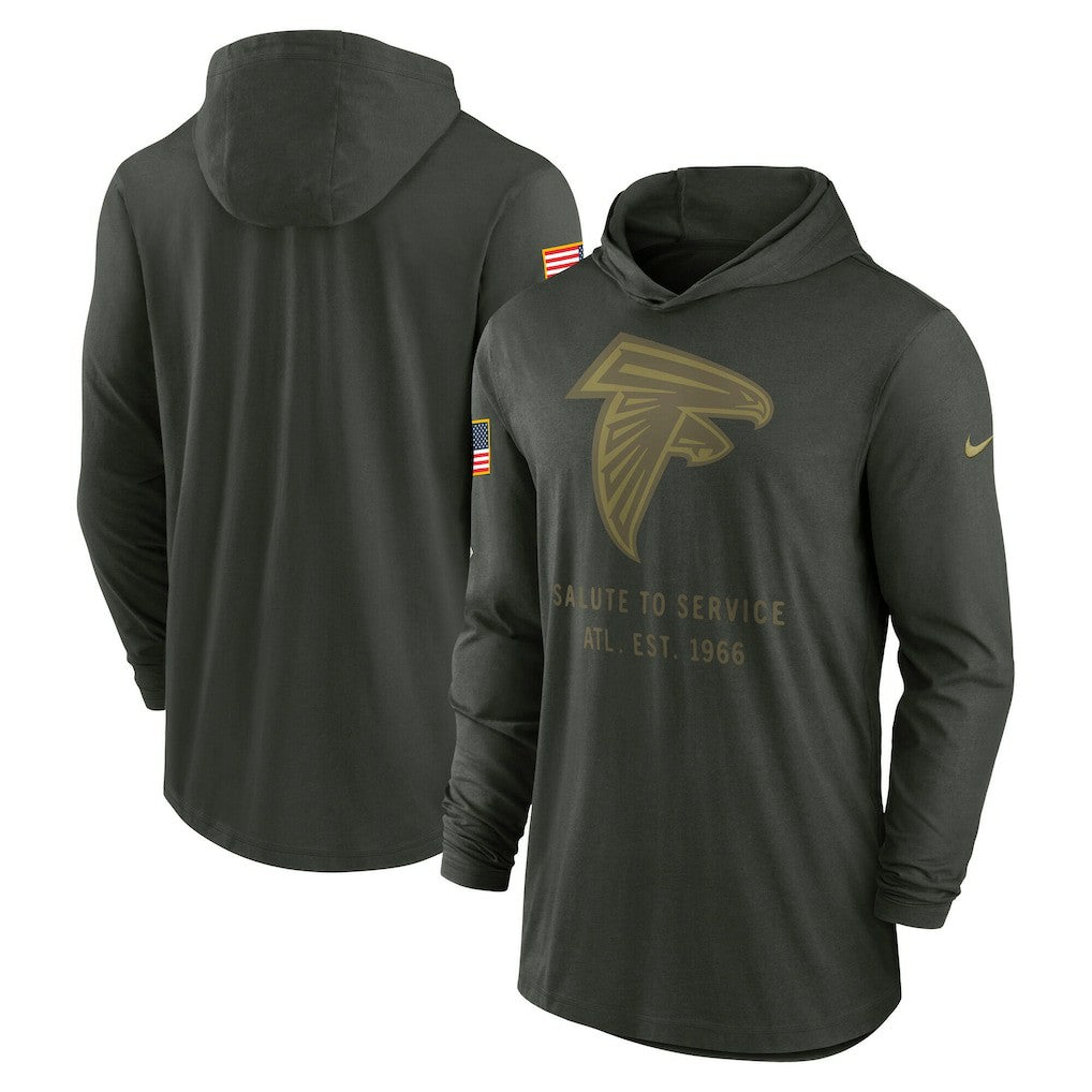 Atlanta Falcons 2025 Salute to Service Sideline Dri-FIT Lightweight Hooded Pullover - Forest Green on sale