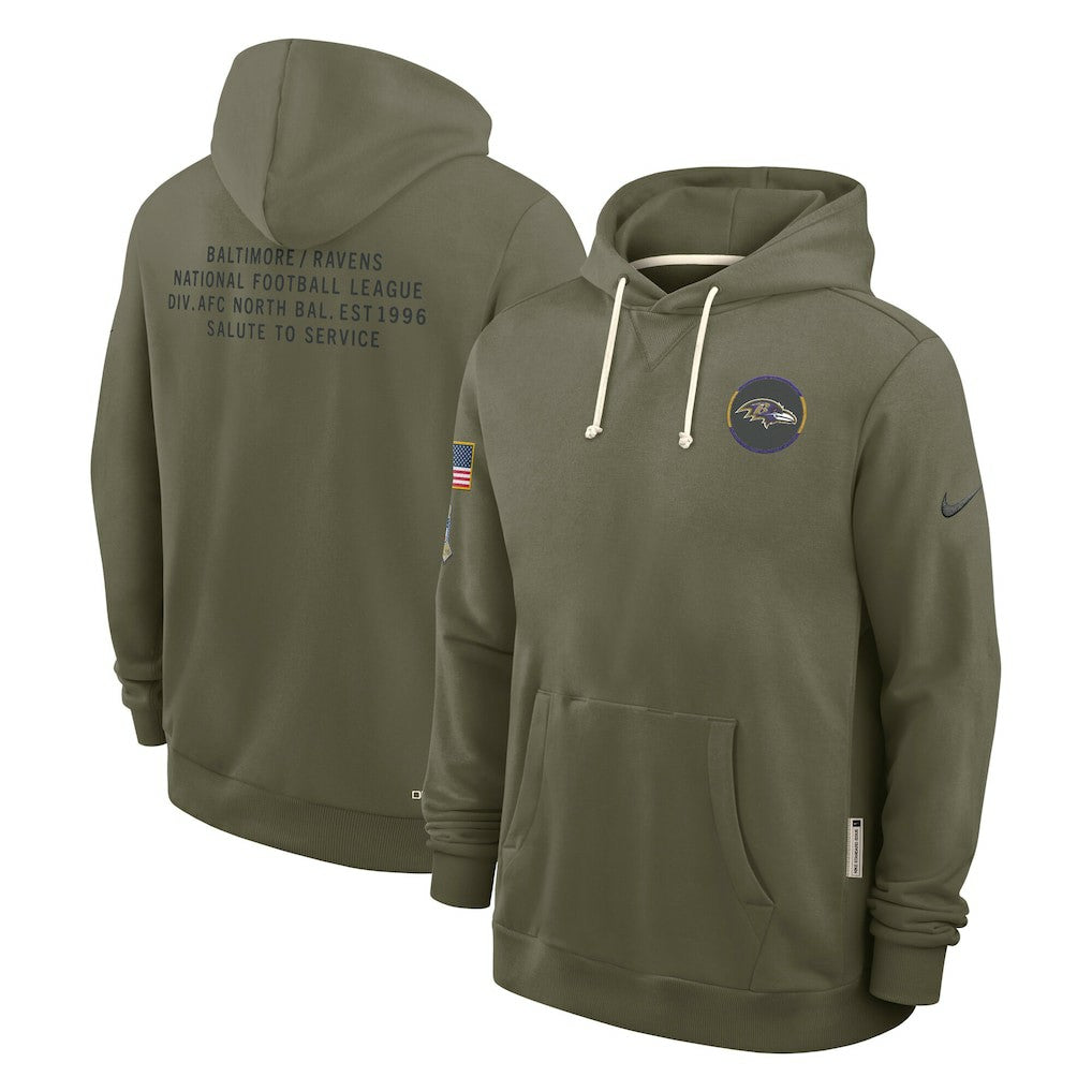 Baltimore Ravens 2025 Salute to Service Sideline Standard Issue Dri-FIT Hoodie - Olive for sale
