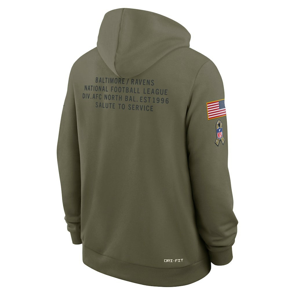 Baltimore Ravens 2025 Salute to Service Sideline Standard Issue Dri-FIT Hoodie - Olive for sale
