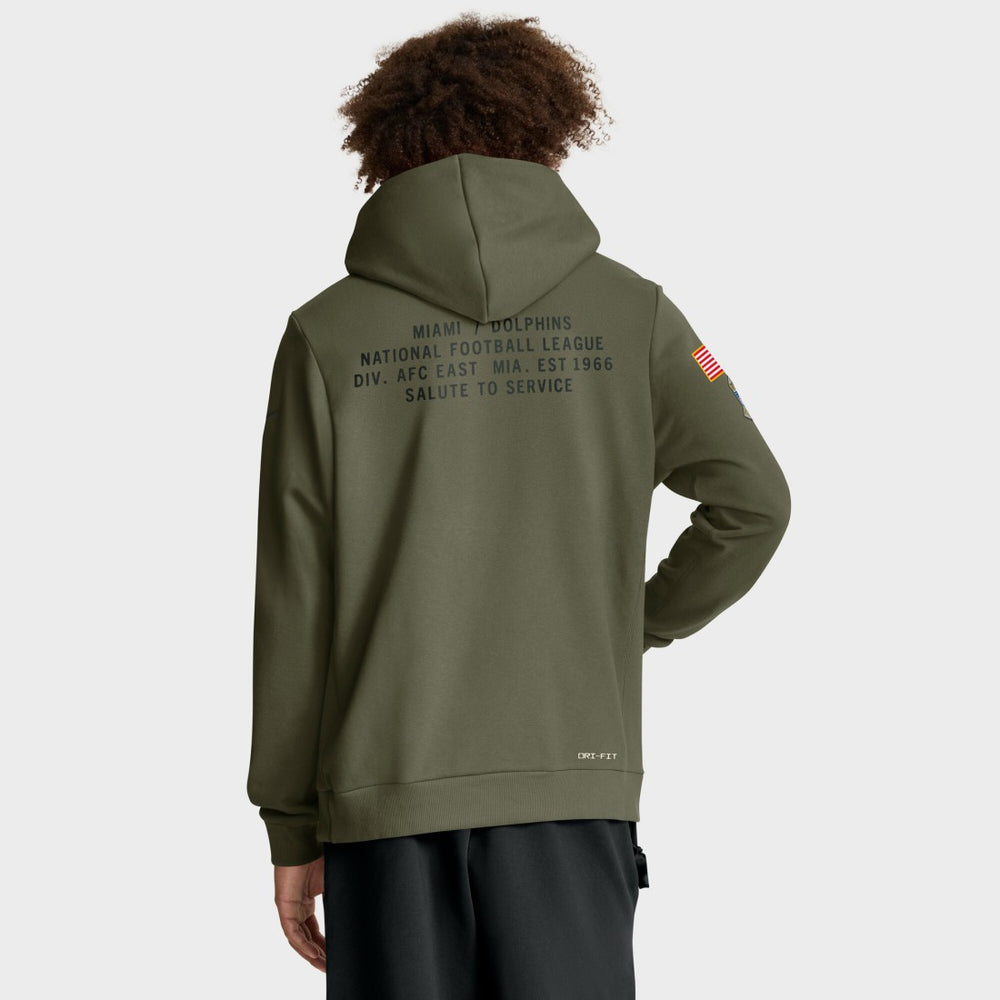 Miami Dolphins 2025 Salute to Service Sideline Standard Issue Dri-FIT Hoodie - Olive for sale