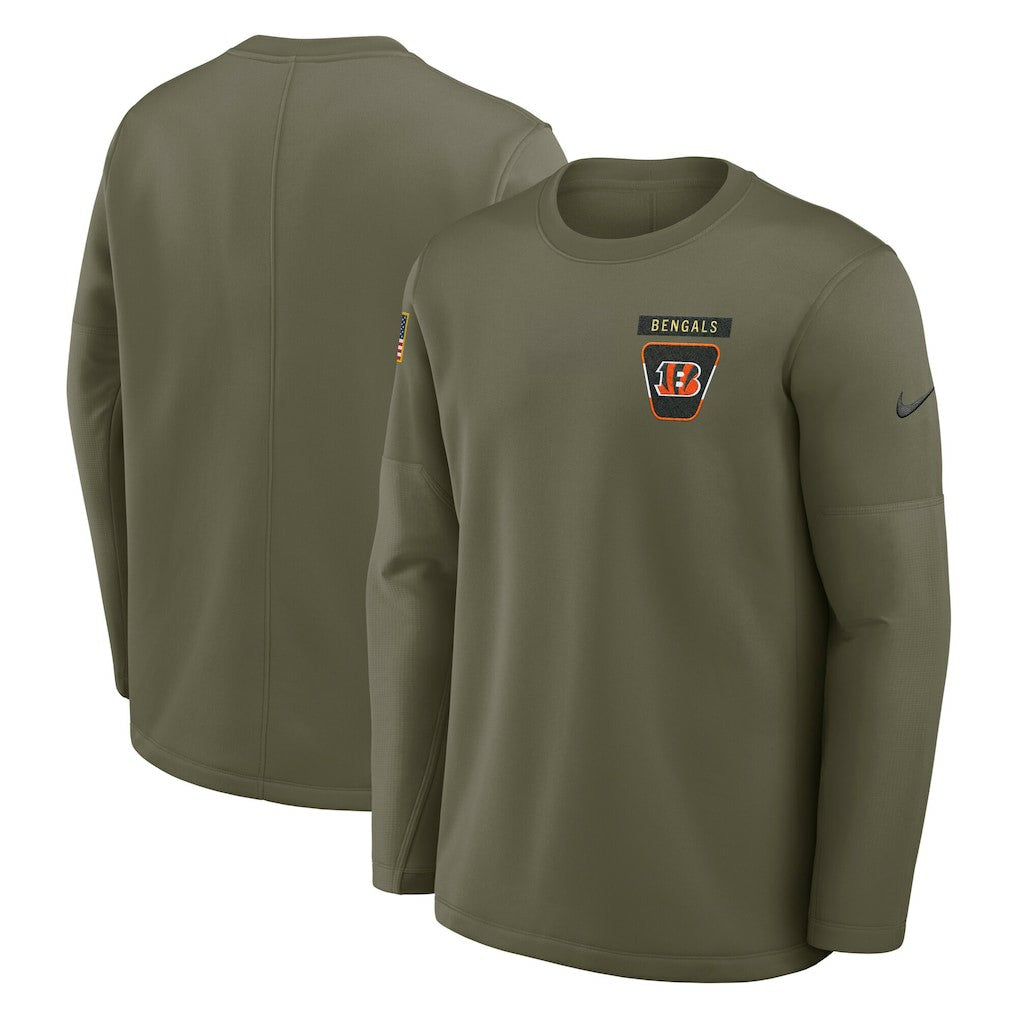 Cincinnati Bengals 2025 Salute to Service Sideline Coaches Therma-FIT Long Sleeve Shirt - Olive outlet