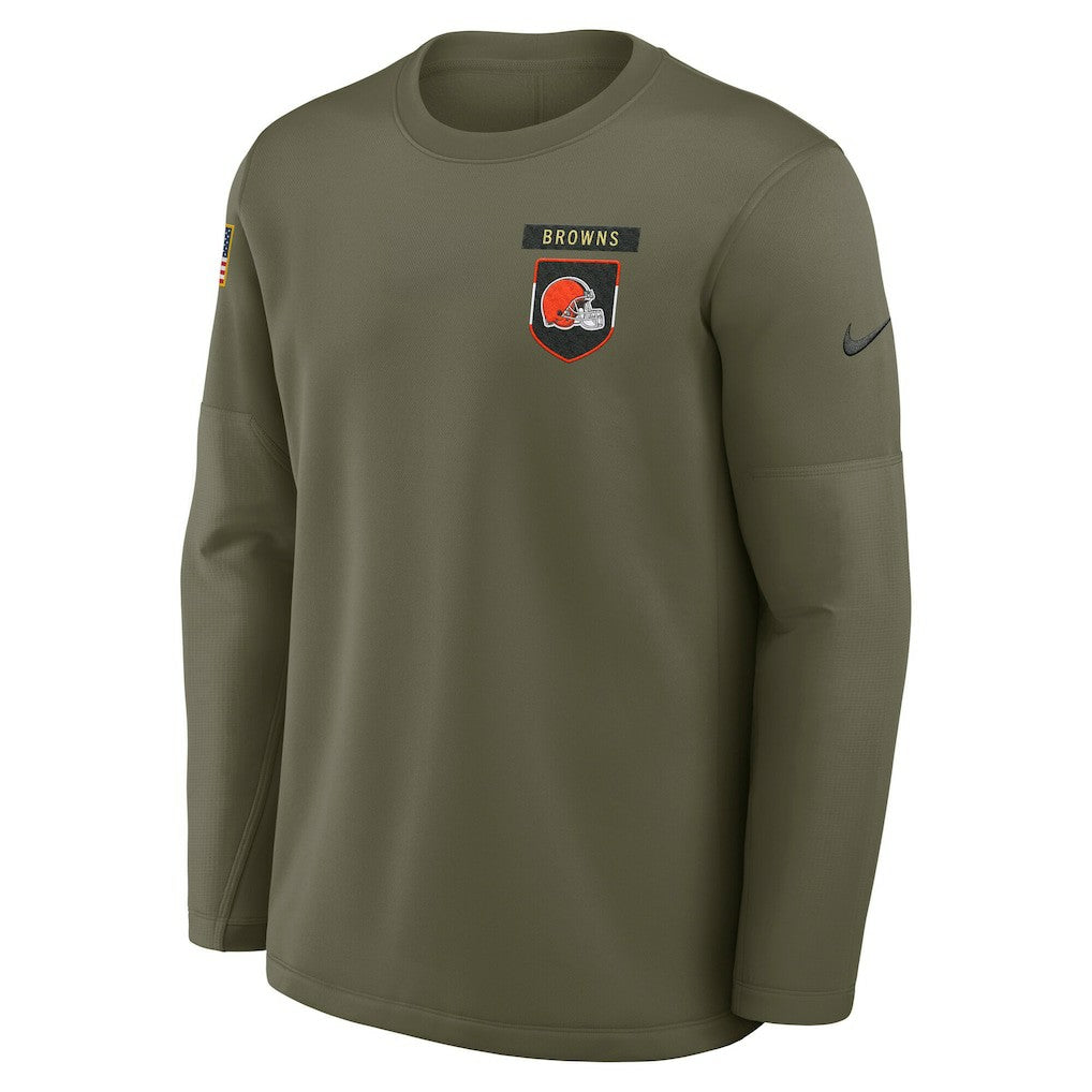Cleveland Browns 2025 Salute to Service Sideline Coaches Therma-FIT Long Sleeve Shirt - Olive online