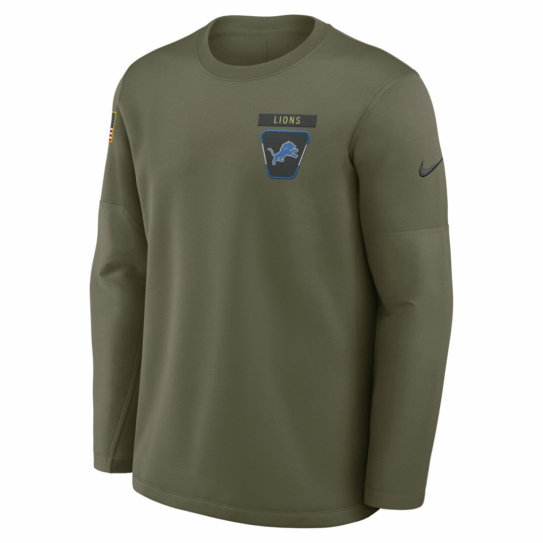 Detroit Lions 2025 Salute to Service Sideline Coaches Therma-FIT Long Sleeve Shirt - Olive on sale