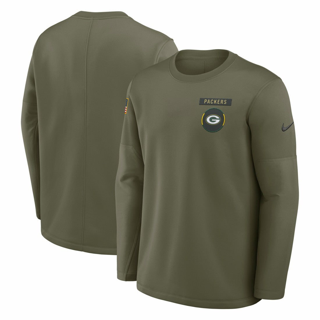 Green Bay Packers 2025 Salute to Service Sideline Coaches Therma-FIT Long Sleeve Shirt - Olive discount