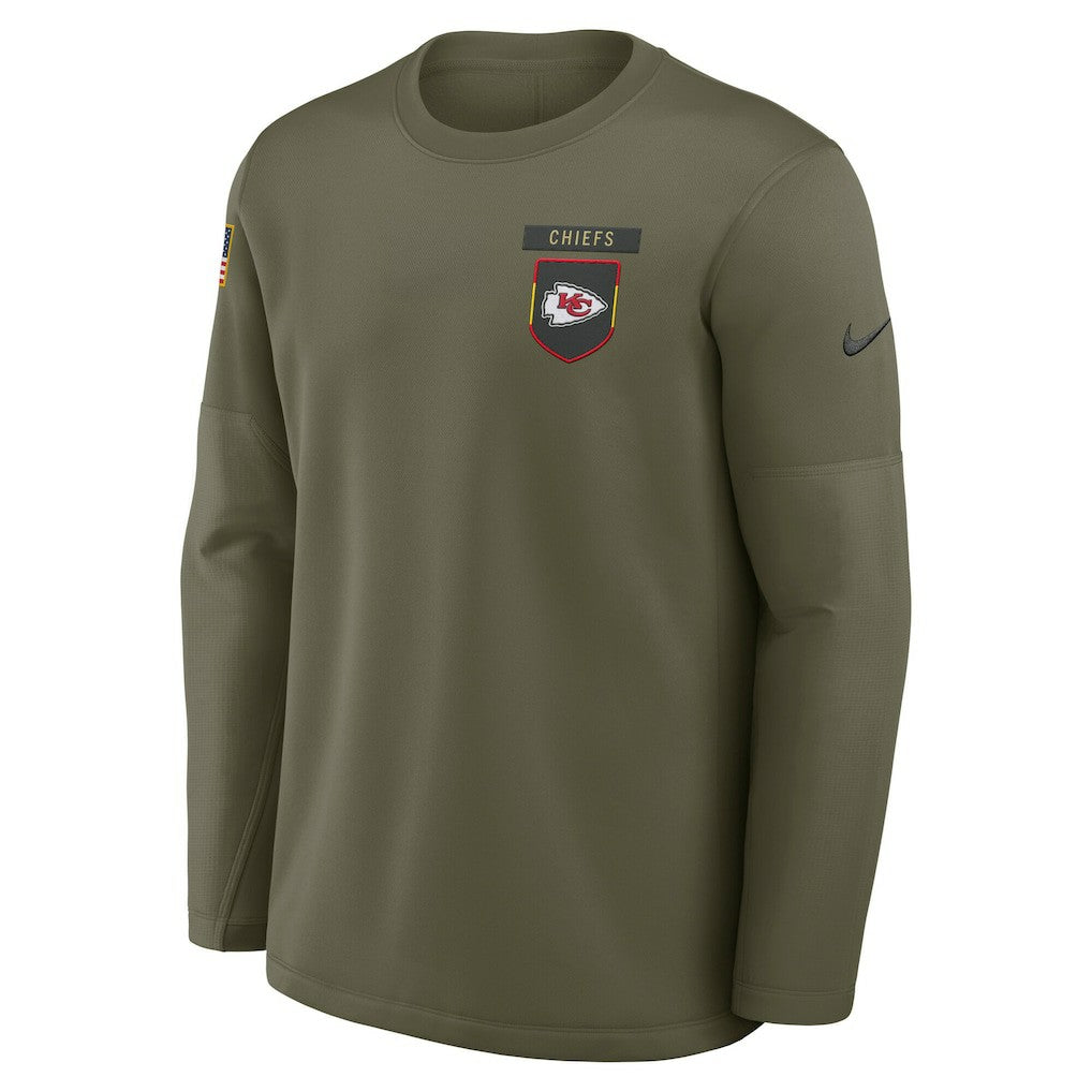Kansas City Chiefs 2025 Salute to Service Sideline Coaches Therma-FIT Long Sleeve Shirt - Olive discount
