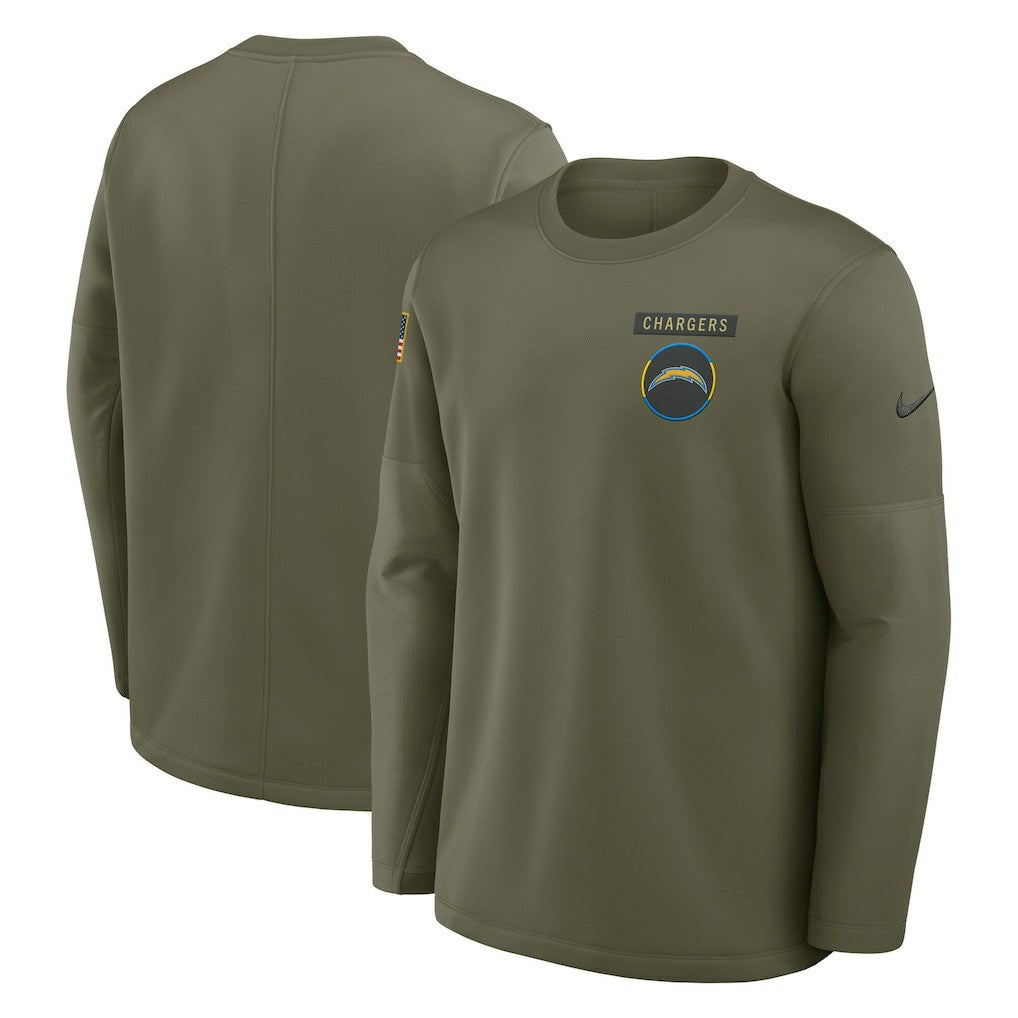 Los Angeles Chargers 2025 Salute to Service Sideline Coaches Therma-FIT Long Sleeve Shirt - Olive cheap