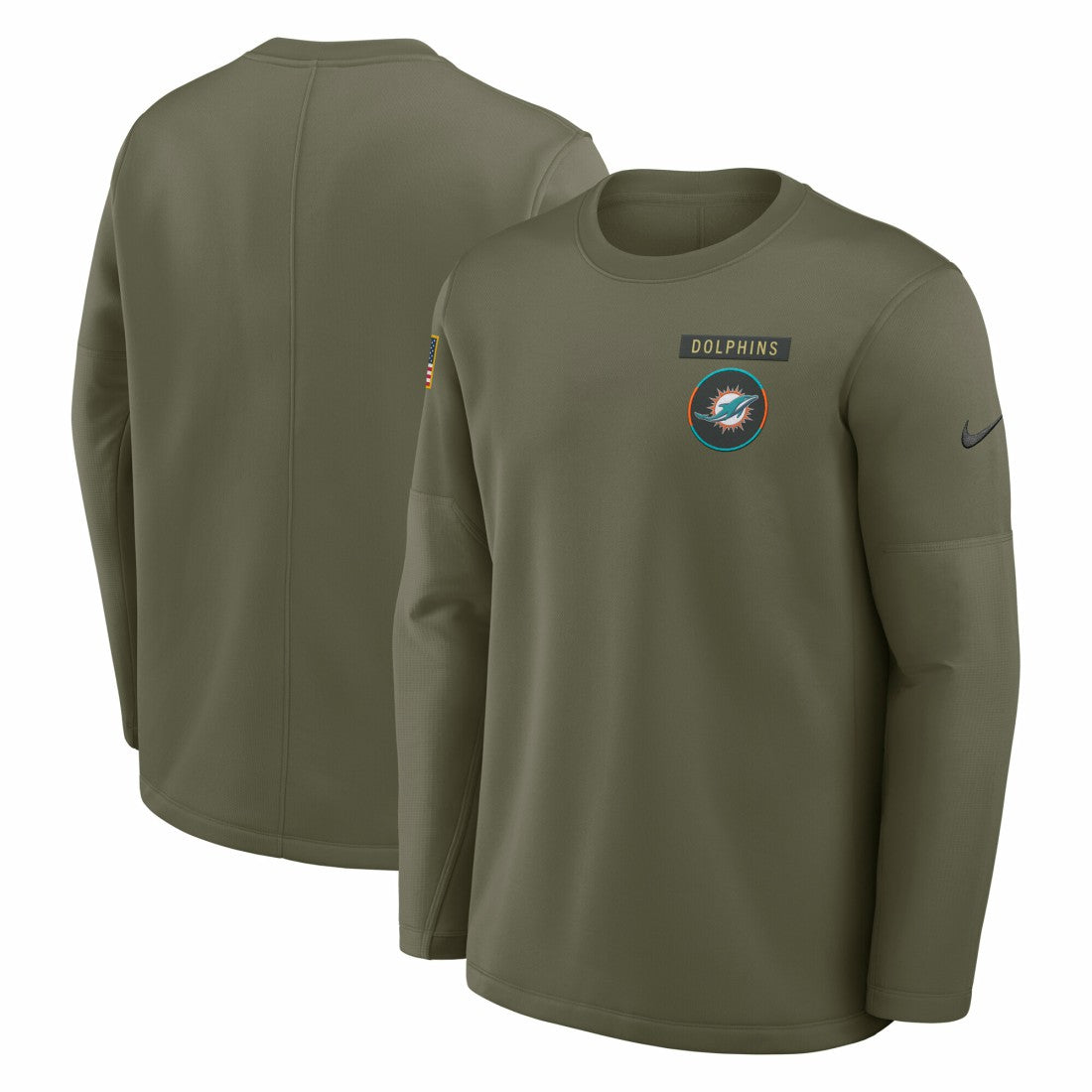 Miami Dolphins 2025 Salute to Service Sideline Coaches Therma-FIT Long Sleeve Shirt - Olive outlet