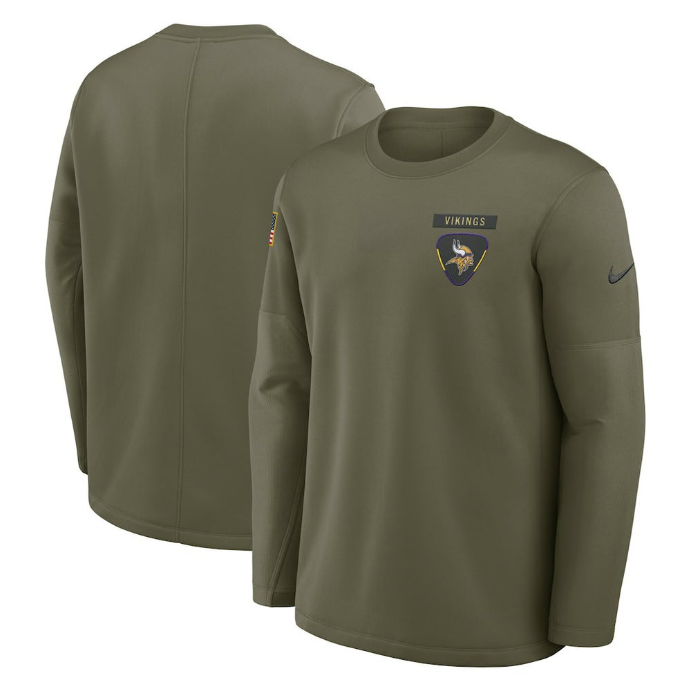 Minnesota Vikings 2025 Salute to Service Sideline Coaches Therma-FIT Long Sleeve Shirt - Olive discount