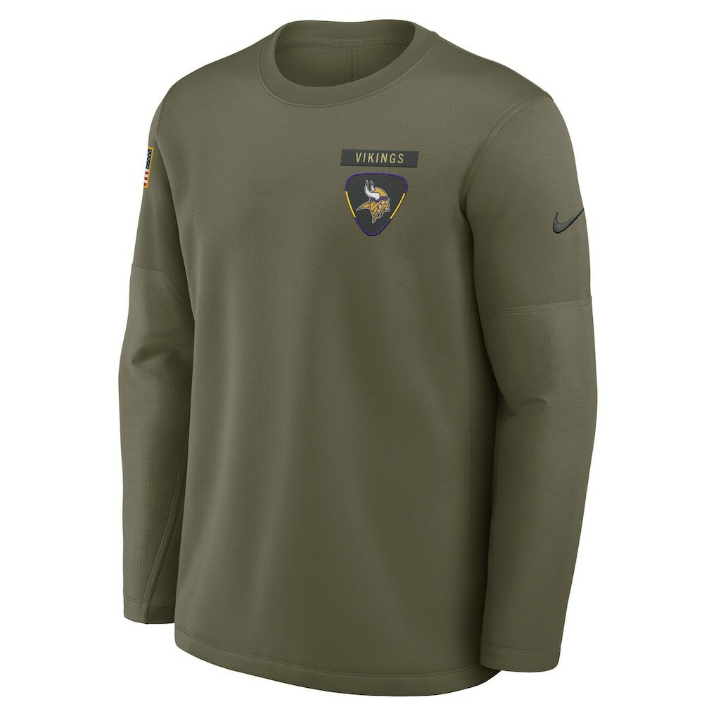 Minnesota Vikings 2025 Salute to Service Sideline Coaches Therma-FIT Long Sleeve Shirt - Olive discount