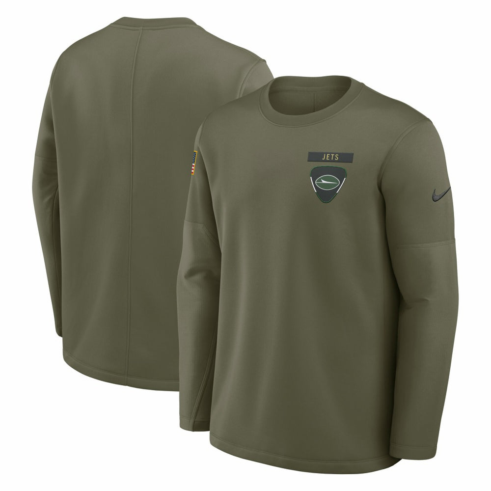 New York Jets 2025 Salute to Service Sideline Coaches Therma-FIT Long Sleeve Shirt - Olive sale