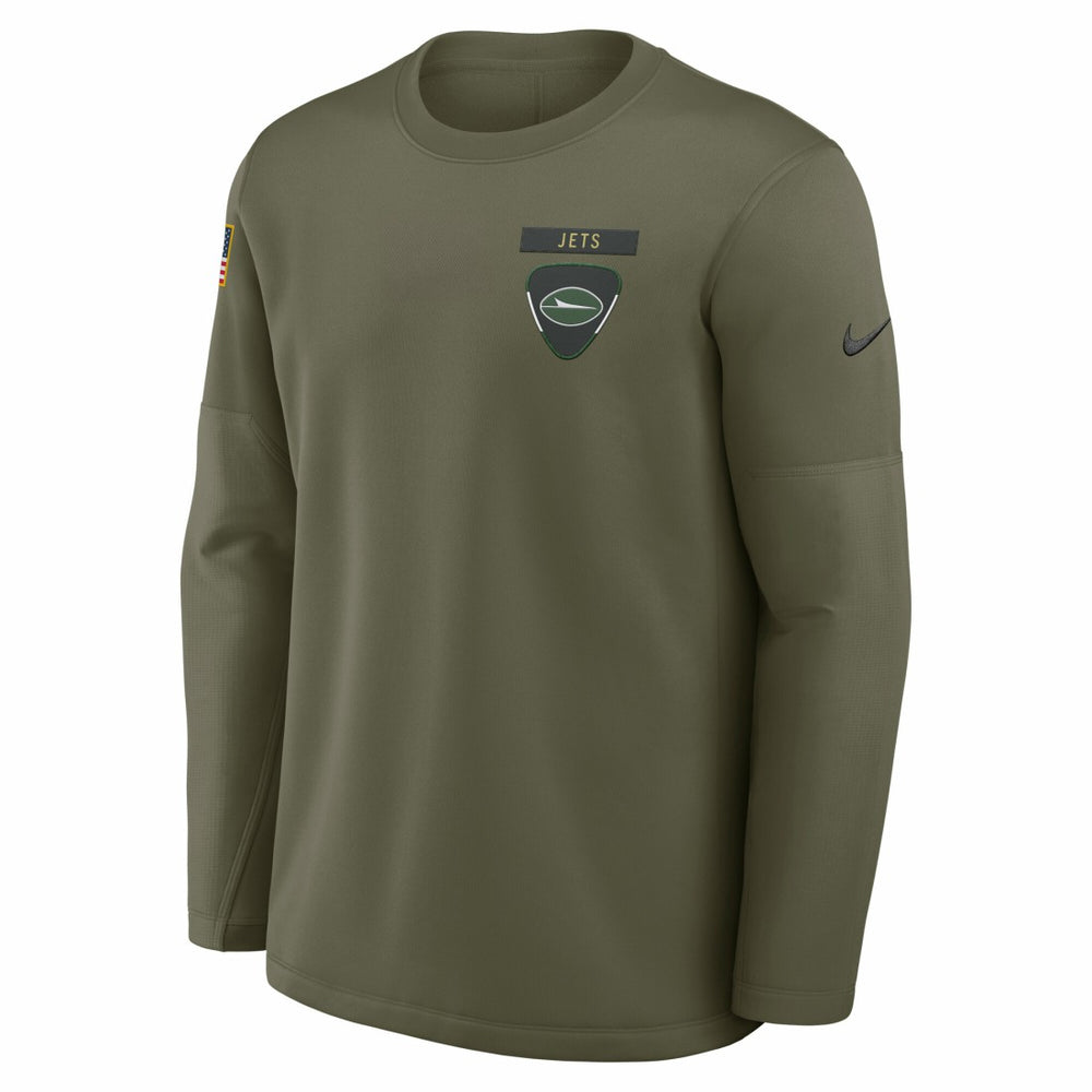 New York Jets 2025 Salute to Service Sideline Coaches Therma-FIT Long Sleeve Shirt - Olive sale
