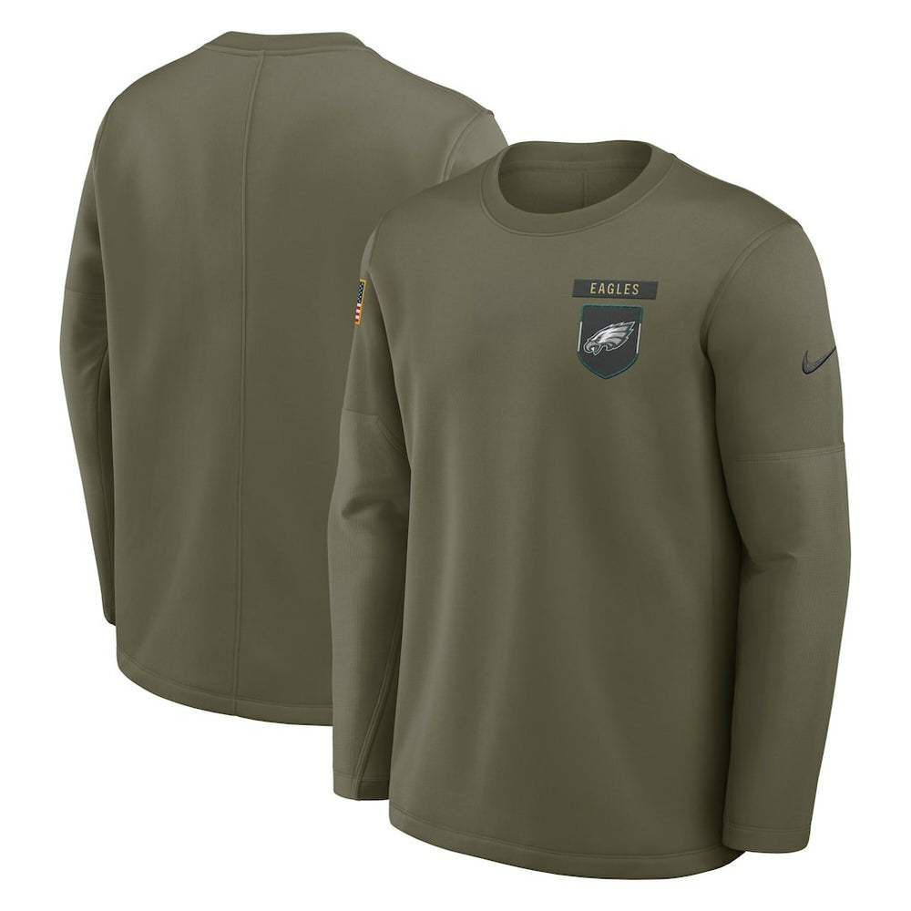 Philadelphia Eagles 2025 Salute to Service Sideline Coaches Therma-FIT Long Sleeve Shirt - Olive sale