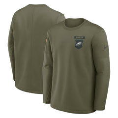 Philadelphia Eagles 2025 Salute to Service Sideline Coaches Therma-FIT Long Sleeve Shirt - Olive sale