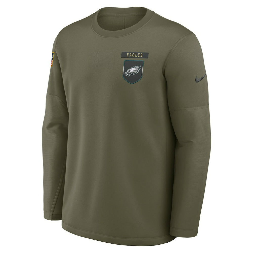 Philadelphia Eagles 2025 Salute to Service Sideline Coaches Therma-FIT Long Sleeve Shirt - Olive sale