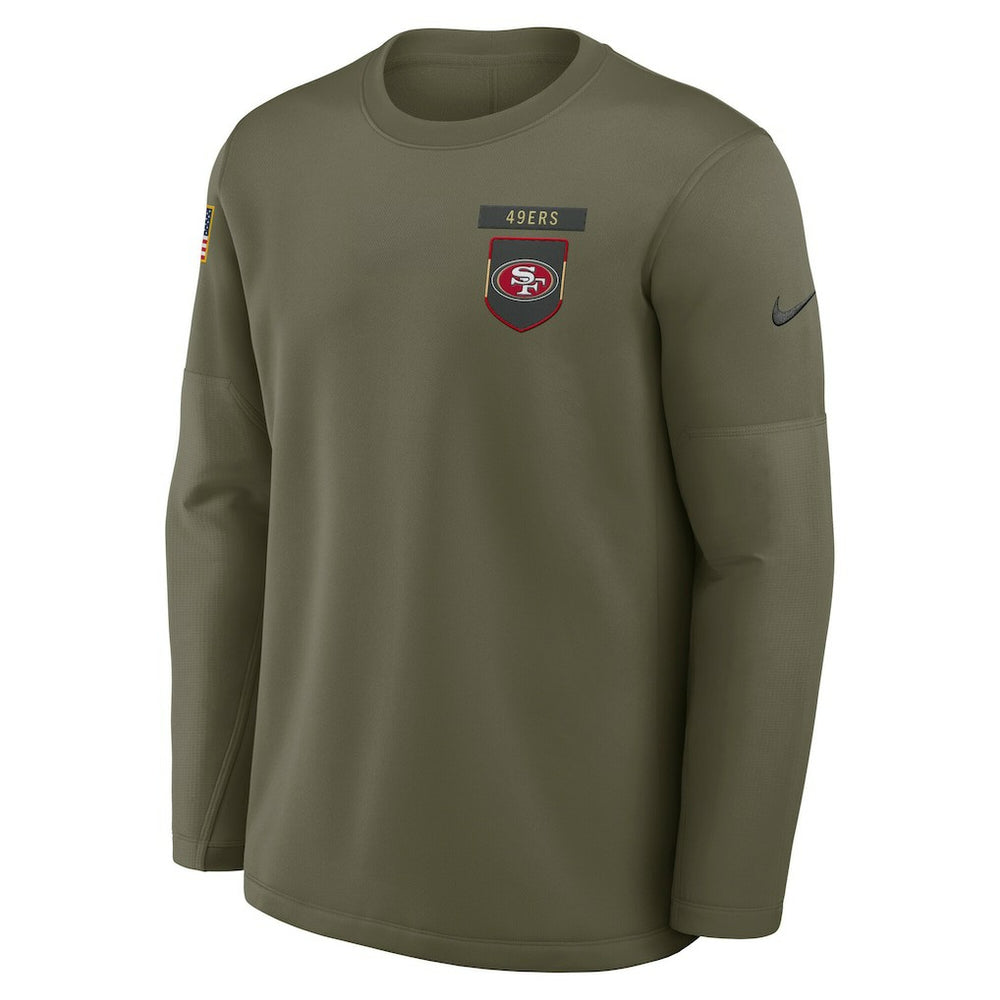 San Francisco 49ers 2025 Salute to Service Sideline Coaches Therma-FIT Long Sleeve Shirt - Olive for sale