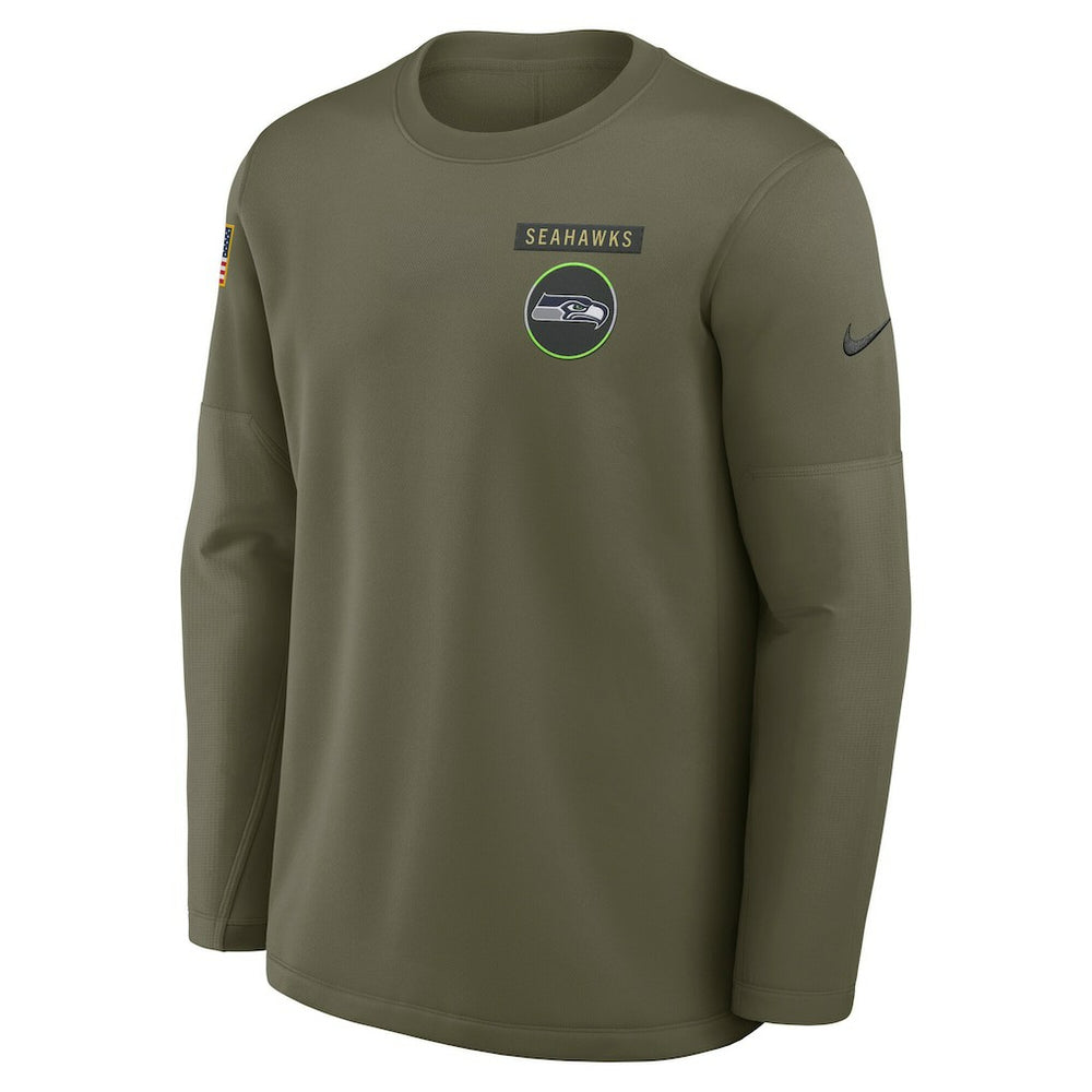 Seattle Seahawks 2025 Salute to Service Sideline Coaches Therma-FIT Long Sleeve Shirt - Olive discount