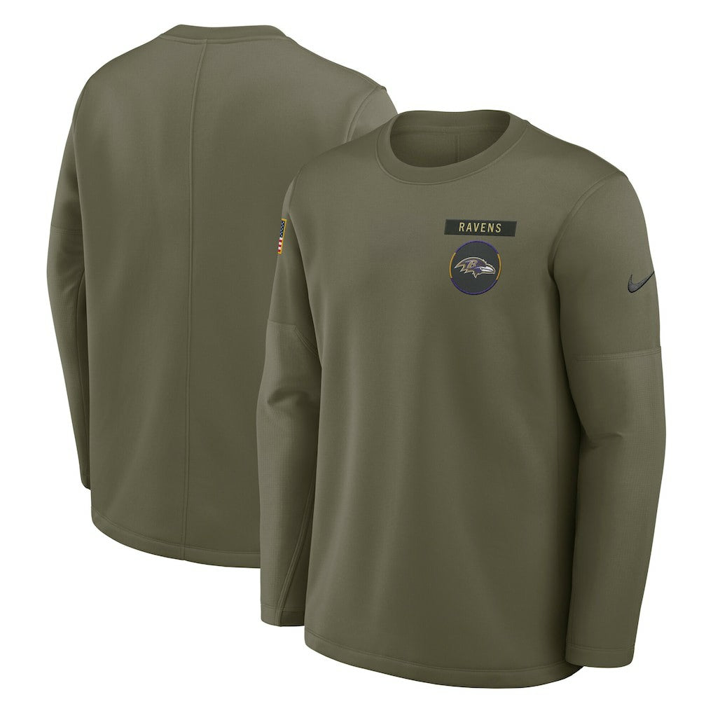 Baltimore Ravens 2025 Salute to Service Sideline Coaches Therma-FIT Long Sleeve Shirt - Olive online
