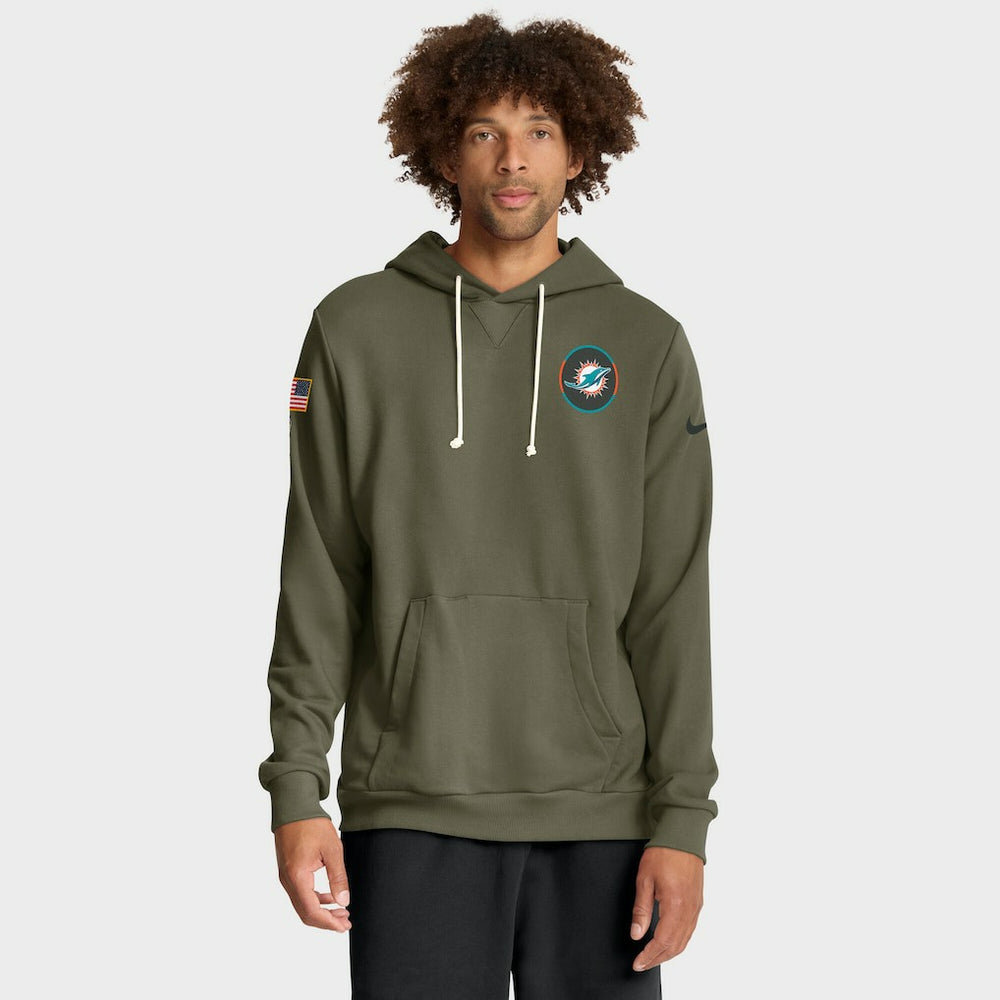 Miami Dolphins Big & Tall 2025 Salute to Service Sideline Dominant Force Dri-FIT Hoodie - Olive outlet