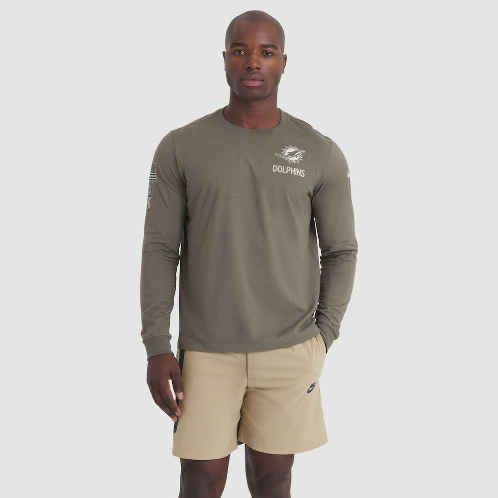 Miami Dolphins 2025 Salute to Service Sideline Long Sleeve T-Shirt - Olive online