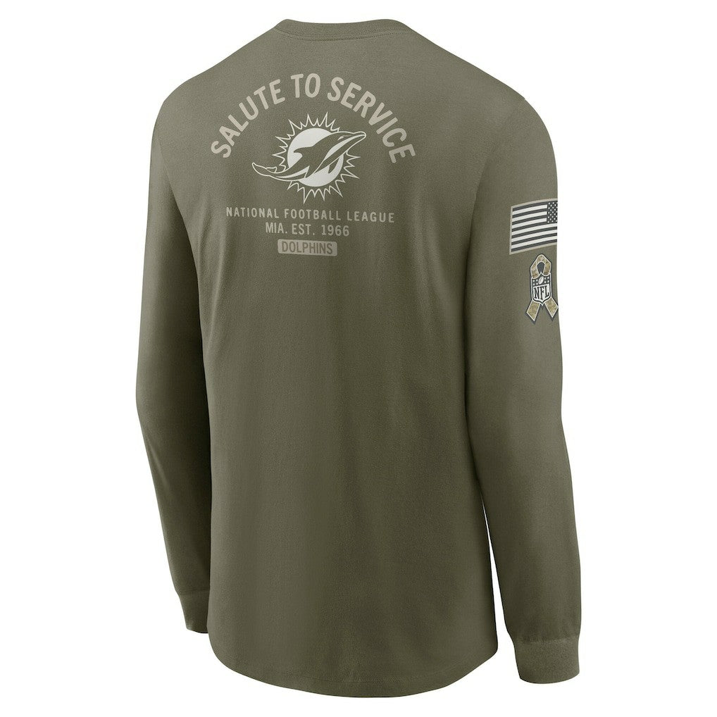 Miami Dolphins 2025 Salute to Service Sideline Long Sleeve T-Shirt - Olive online