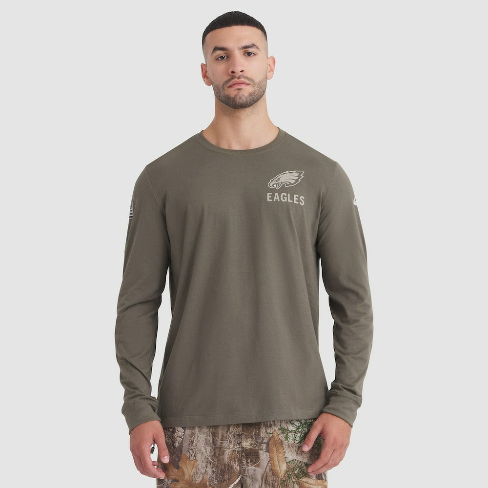 Philadelphia Eagles 2025 Salute to Service Sideline Long Sleeve T-Shirt - Olive sale
