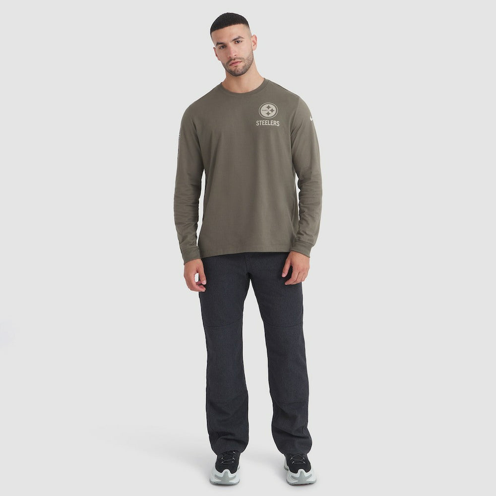 Pittsburgh Steelers 2025 Salute to Service Sideline Long Sleeve T-Shirt - Olive discount