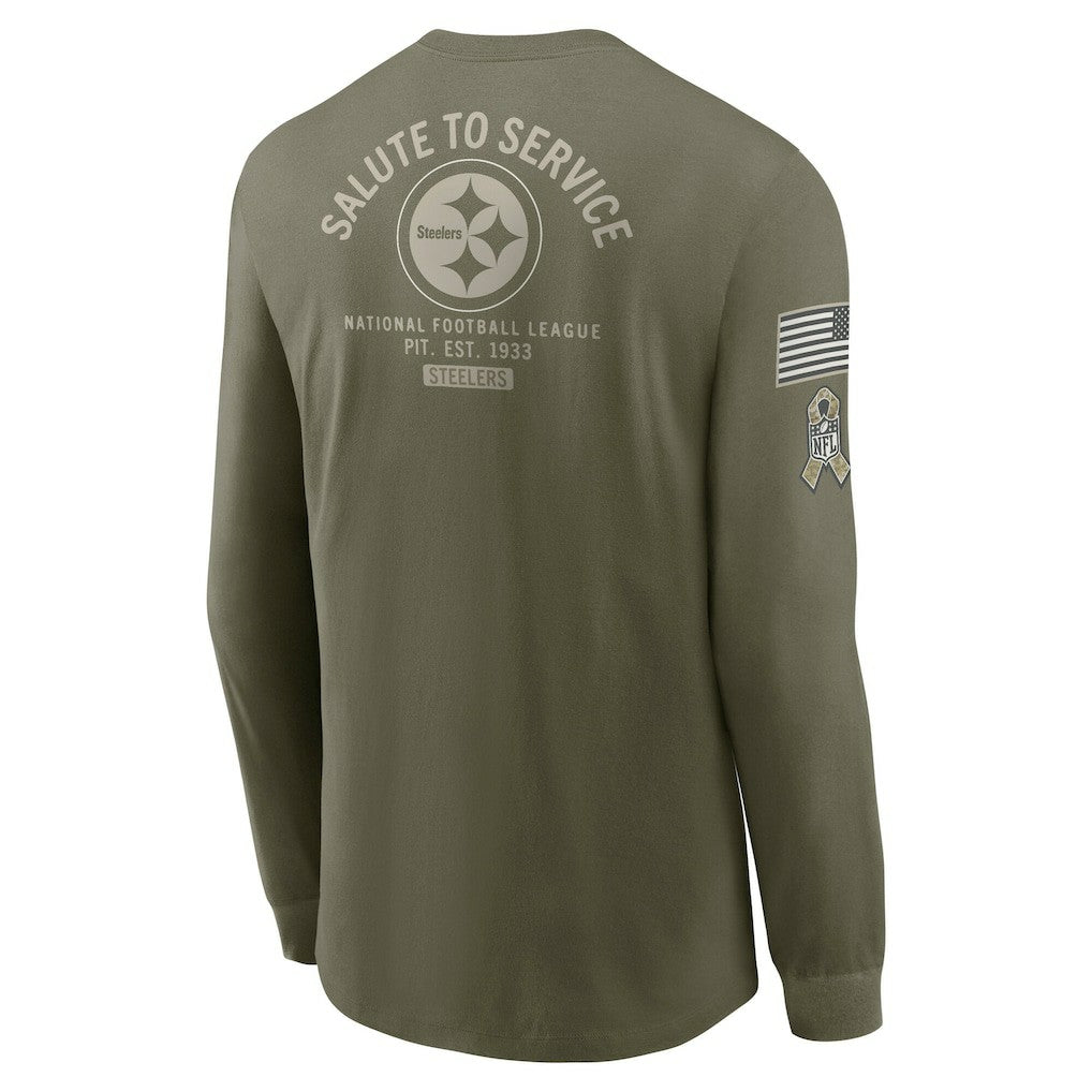 Pittsburgh Steelers 2025 Salute to Service Sideline Long Sleeve T-Shirt - Olive discount