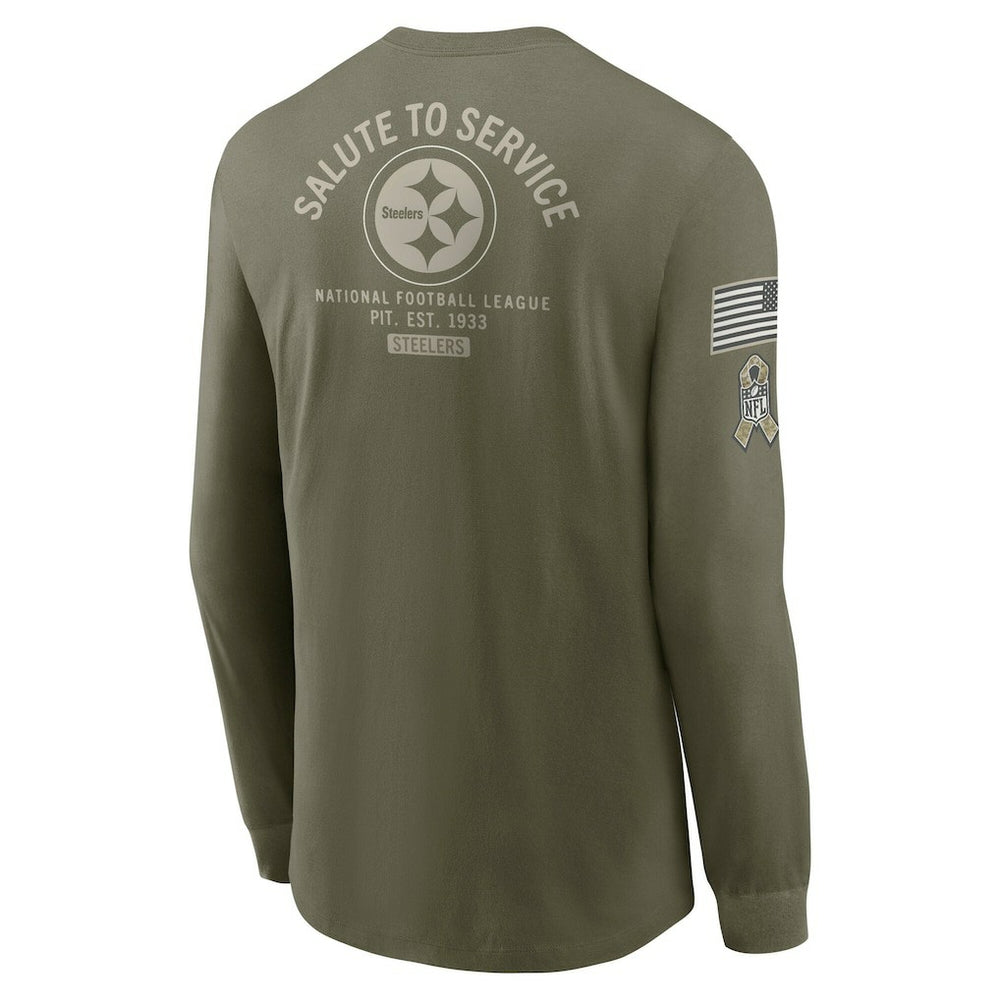 Pittsburgh Steelers 2025 Salute to Service Sideline Long Sleeve T-Shirt - Olive discount