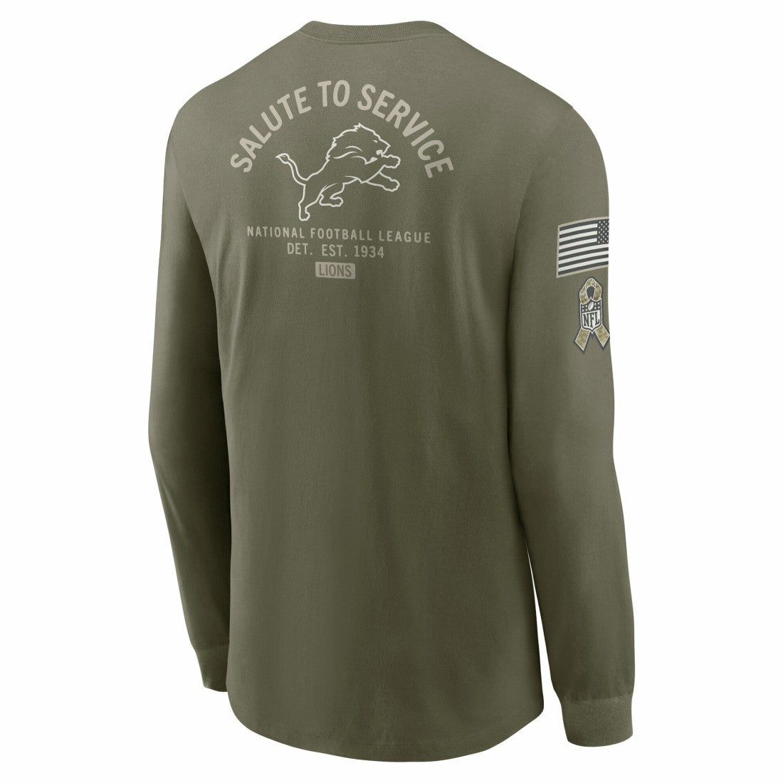 Detroit Lions 2025 Salute to Service Sideline Long Sleeve T-Shirt - Olive on sale