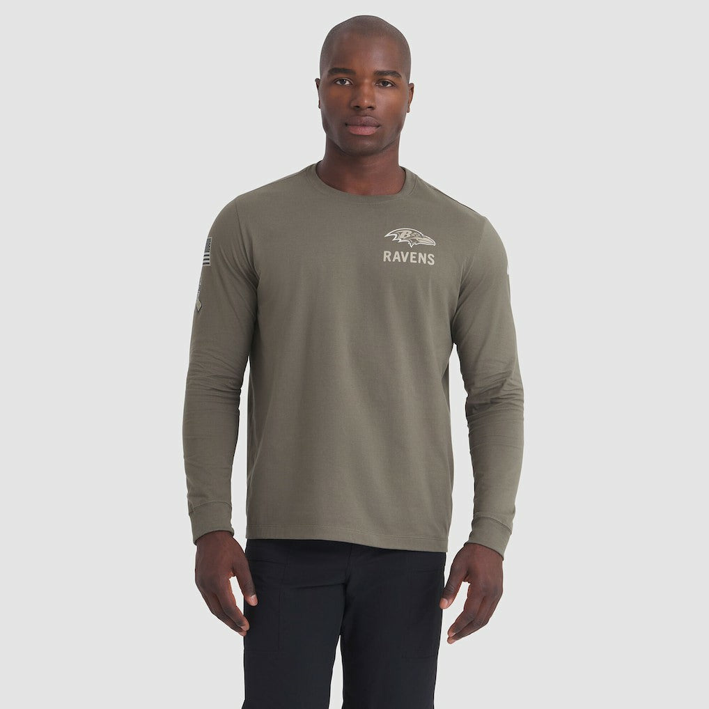 Baltimore Ravens 2025 Salute to Service Sideline Long Sleeve T-Shirt - Olive outlet