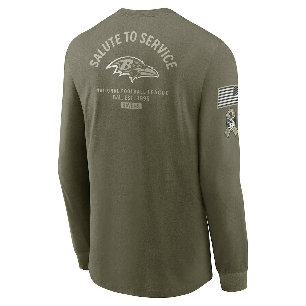 Baltimore Ravens 2025 Salute to Service Sideline Long Sleeve T-Shirt - Olive outlet