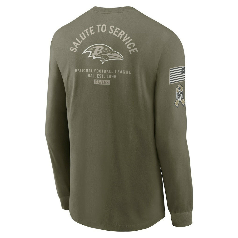 Baltimore Ravens 2025 Salute to Service Sideline Long Sleeve T-Shirt - Olive outlet
