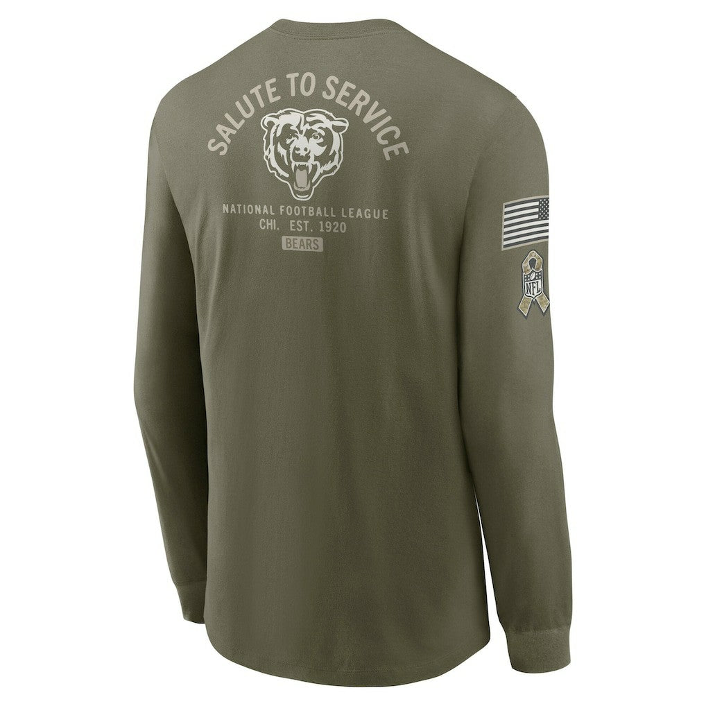 Chicago Bears 2025 Salute to Service Sideline Long Sleeve T-Shirt - Olive on sale