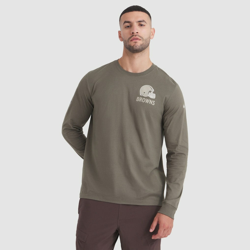 Cleveland Browns 2025 Salute to Service Sideline Long Sleeve T-Shirt - Olive sale