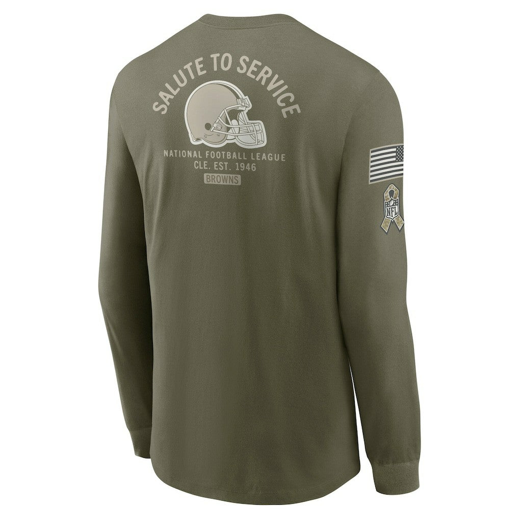 Cleveland Browns 2025 Salute to Service Sideline Long Sleeve T-Shirt - Olive sale