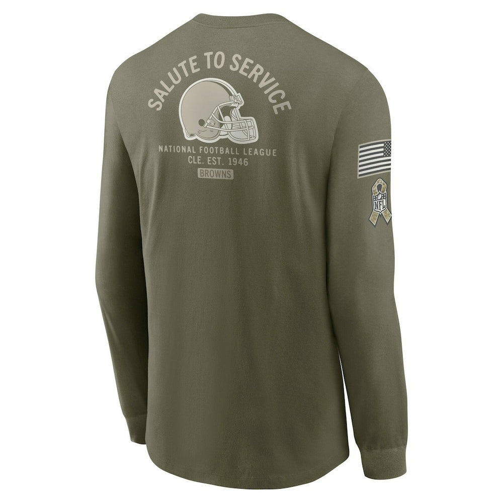 Cleveland Browns 2025 Salute to Service Sideline Long Sleeve T-Shirt - Olive sale