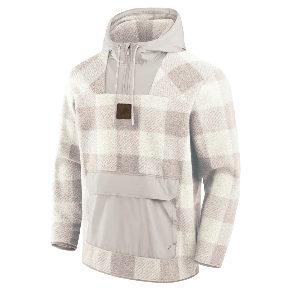 Detroit Lions Elements Plaid Polar Fleece Quarter-Zip Hoodie - Gray for sale