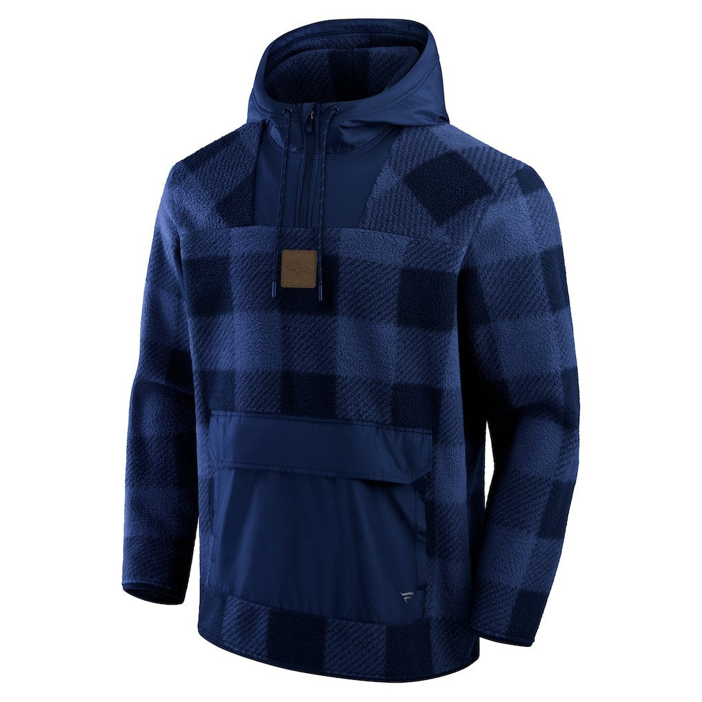 Denver Broncos Elements Plaid Polar Fleece Quarter-Zip Hoodie - Navy online