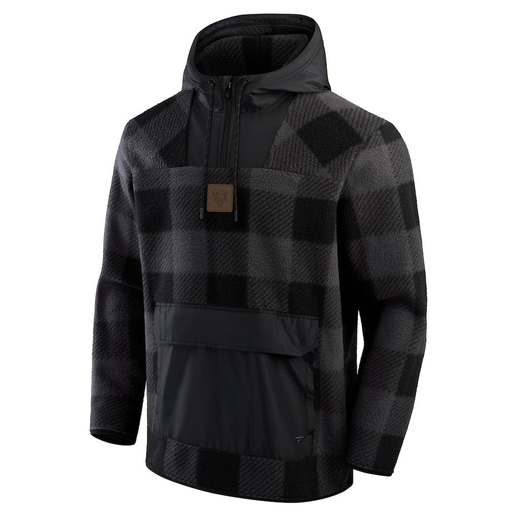 Chicago Bears Elements Plaid Polar Fleece Quarter-Zip Hoodie - Black discount