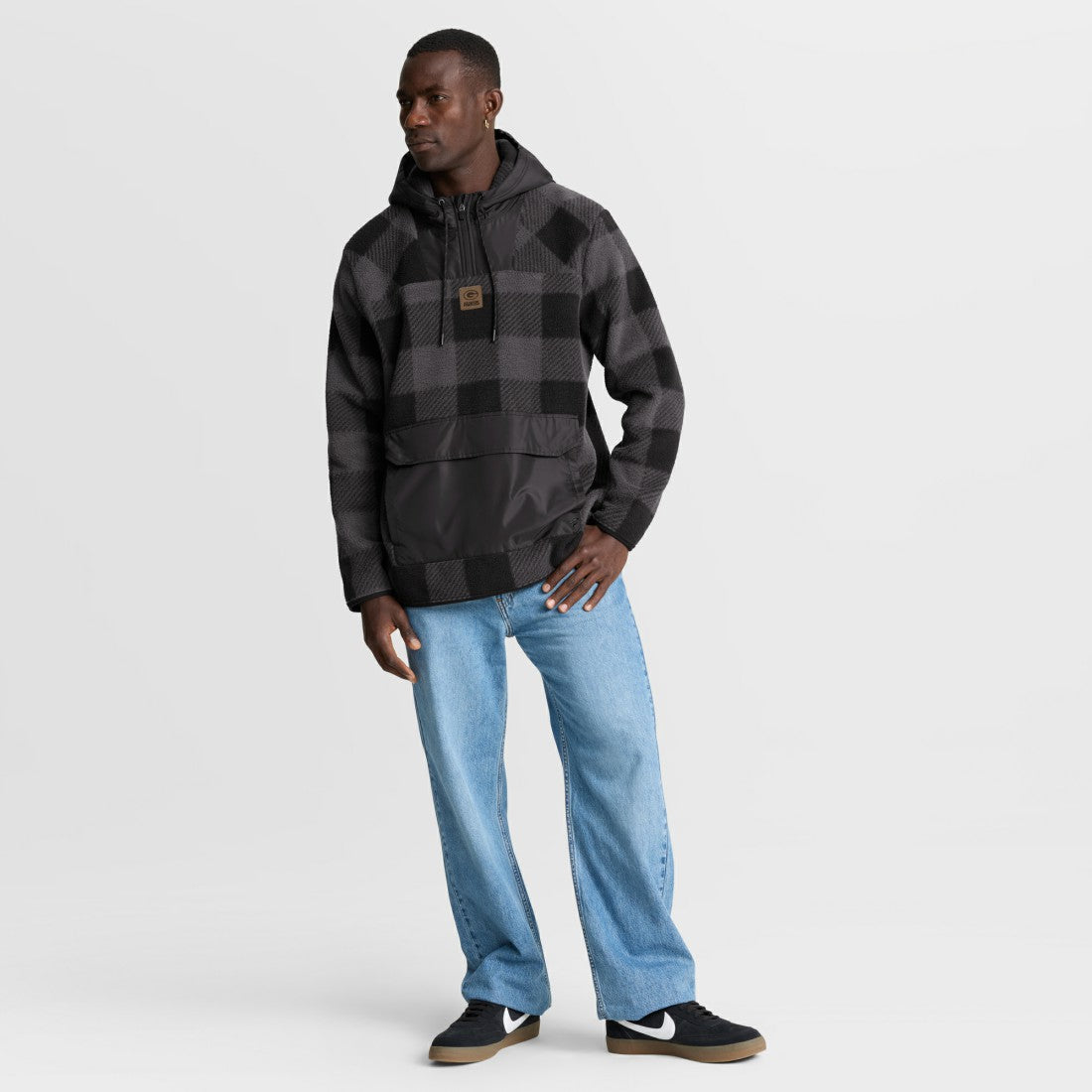Green Bay Packers Elements Plaid Polar Fleece Quarter-Zip Hoodie - Black cheap