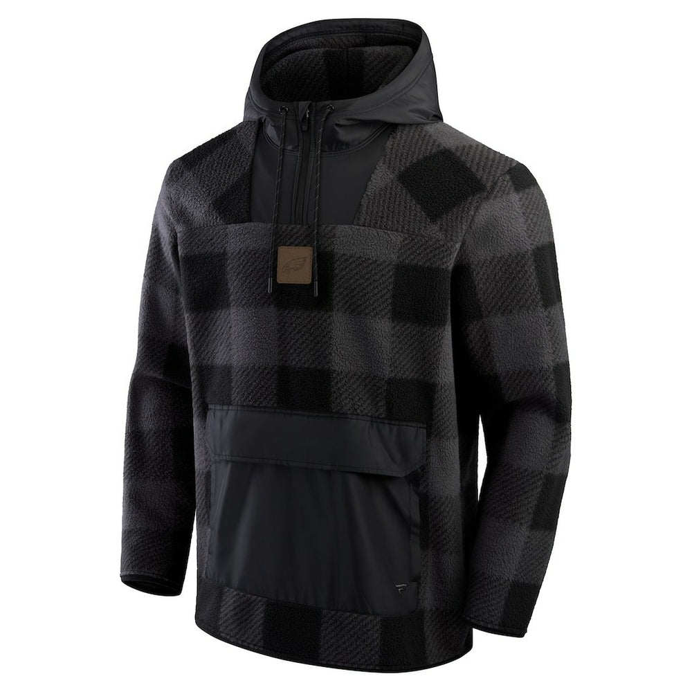 Philadelphia Eagles Elements Plaid Polar Fleece Quarter-Zip Hoodie - Black discount