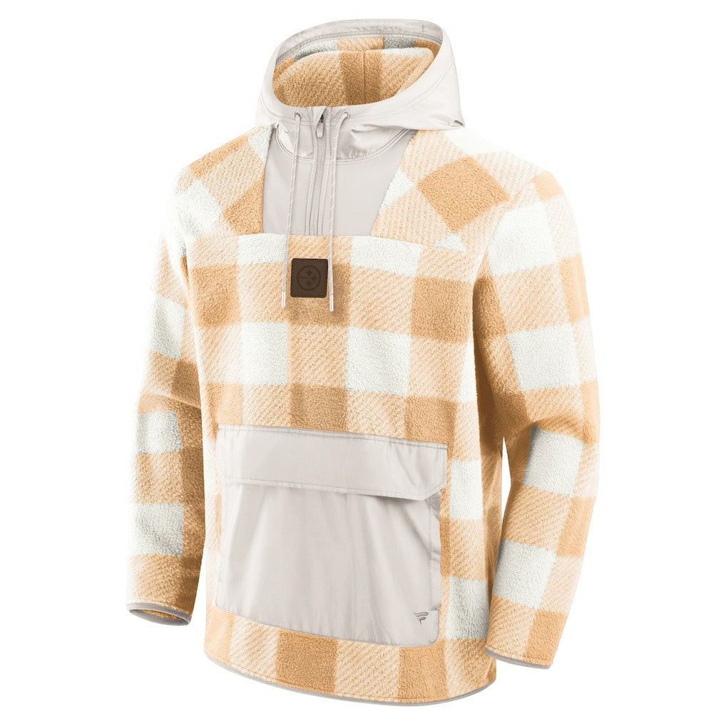 Pittsburgh Steelers Elements Plaid Polar Fleece Quarter-Zip Hoodie - Tan on sale