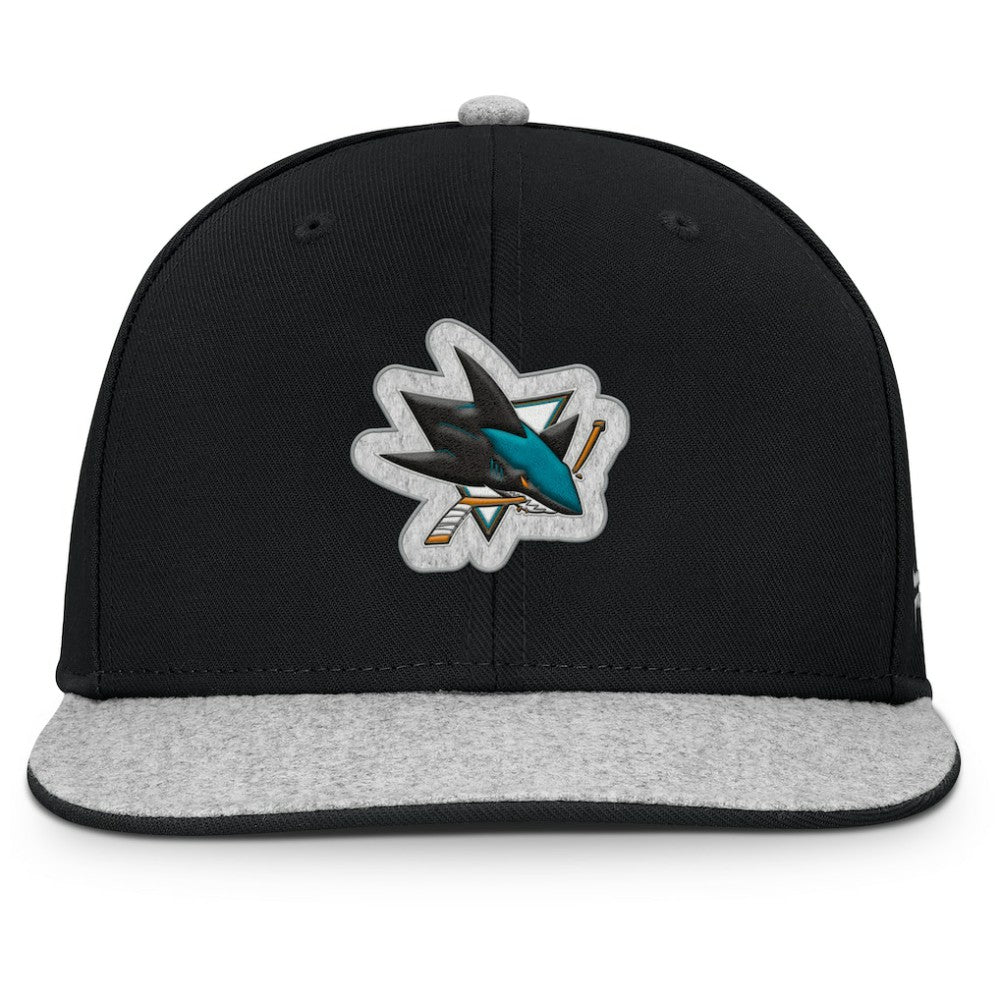 San Jose Sharks Fanatics Fundamentals Loden Snapback Hat - Black Hats