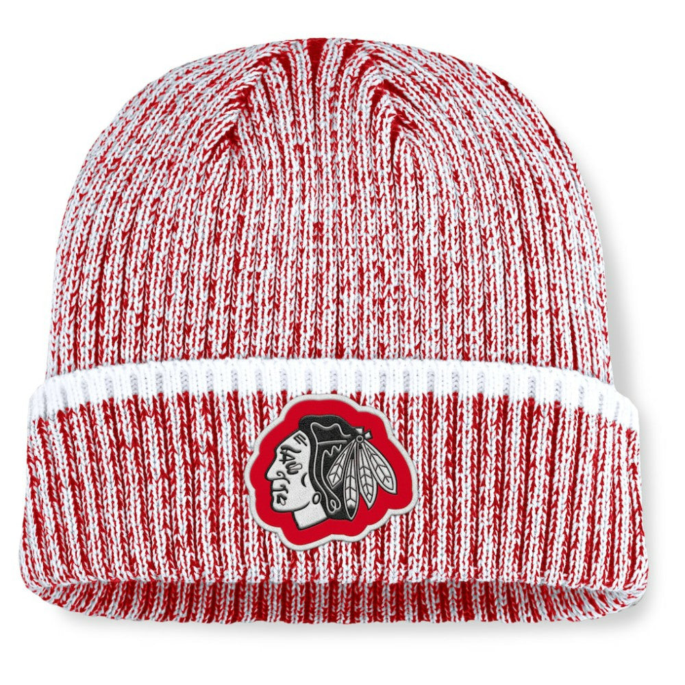 Chicago Blackhawks Fanatics Fundamental Haze Cuffed Knit Hat - Red/White Hats
