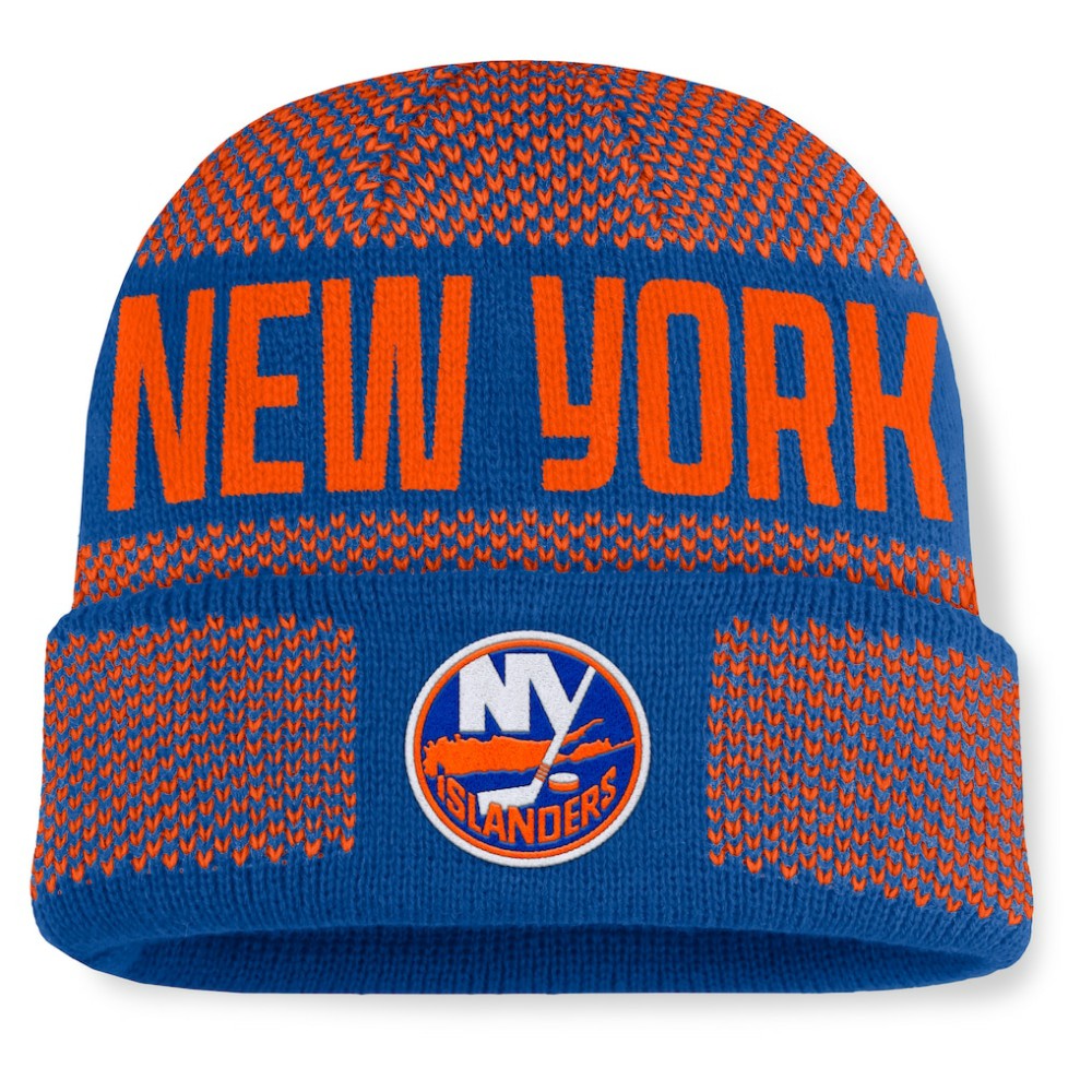 New York Islanders Fanatics Fundamentals Shelter Cuffed Knit Hat - Royal/Orange Hats