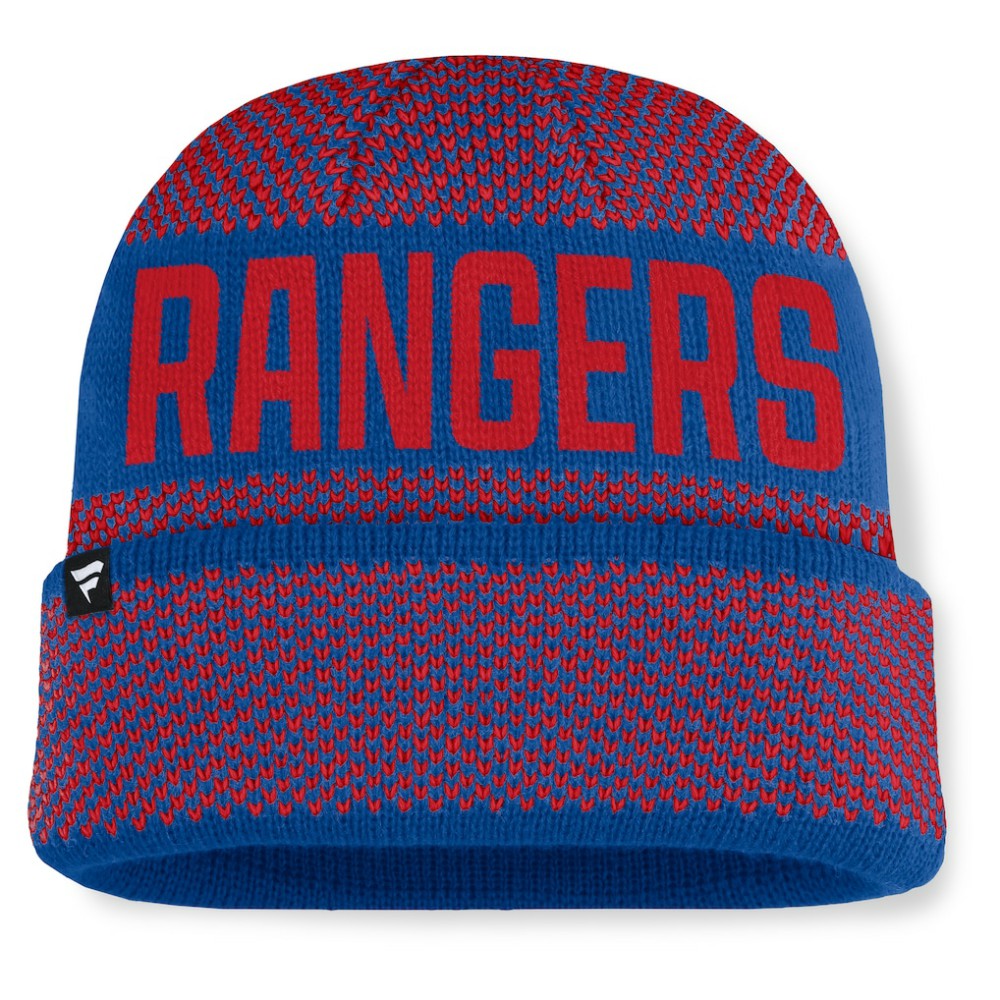 New York Rangers Fanatics Fundamentals Shelter Cuffed Knit Hat - Blue/Red Hats