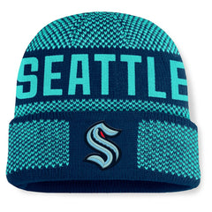 Seattle Kraken Fanatics Fundamentals Shelter Cuffed Knit Hat - Deep Sea Blue/Light Blue Hats
