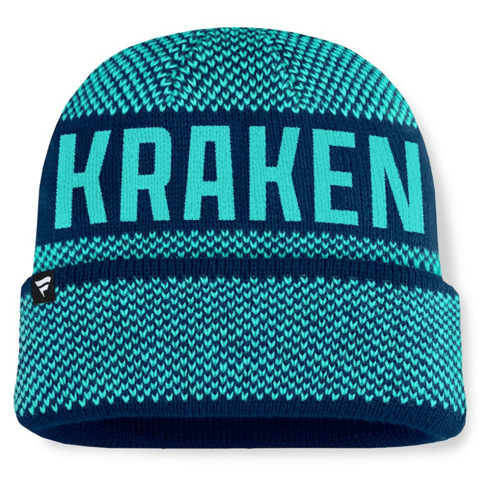 Seattle Kraken Fanatics Fundamentals Shelter Cuffed Knit Hat - Deep Sea Blue/Light Blue Hats